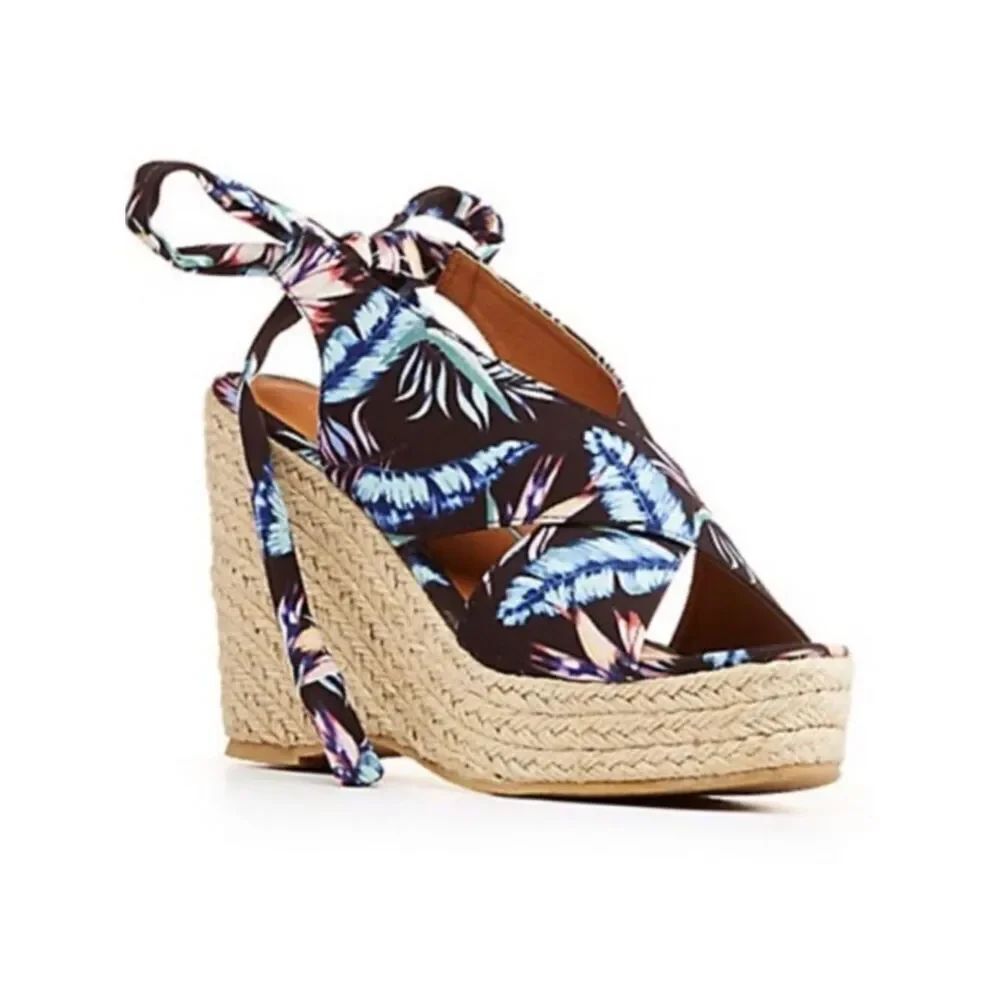 Charlotte Russel Tropical Tie Back Wedge Sandals